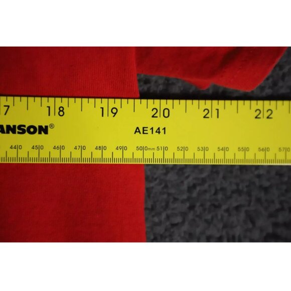 Vintage Champion T-Shirt Mens M Red Crew Neck Spell Out Logo Embroidered Cotton - Picture 7 of 9